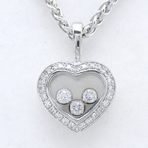 [ free shipping ] Chopard Chopard 750WG happy diamond Heart necklace 3P moving diamond / round diamond 79/4502* repair details attaching 