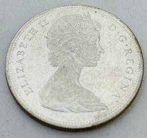 【MSO-4453IR】CANADA DOLLAR 1965 銀貨 中古品 エリザベス２世 コレクション 海外貨幣 北アメリカ 古銭