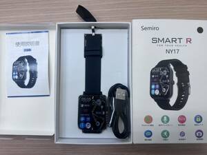 【RSA-2235】【1円～】SMART R NY17 スマートウォッチ 健康管理 ブラック 未使用品 保管品 箱付 説明書付 充電ケーブル付 Bluetooth5.0