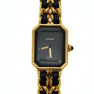 CHANEL Chanel Premiere L black face × Gold color quartz wristwatch EX47880