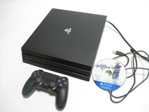 [fe1 BY7335] SONY PlayStation 4 Pro CUH-7100B ジェットブラック 本体 コントローラー キングタムハーツⅢ 通電のみ確認_画像1