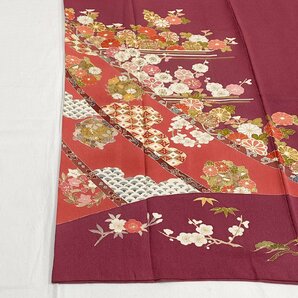 着物月花 金駒刺繍 金彩 品のある花 訪問着 正絹 金糸 共八掛 ガード加工 ki653の画像6