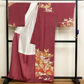 着物月花 金駒刺繍 金彩 品のある花 訪問着 正絹 金糸 共八掛 ガード加工 ki653の画像3