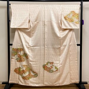 着物月花　金彩　金駒刺繍　　雪輪花文様　訪問着　未使用品　正絹　金糸　ki859