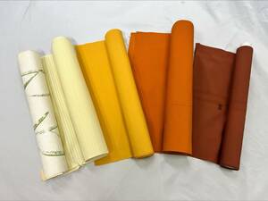 【JX22】中古反物　4点　黄色　オレンジ色　クリーム色　絽　襦袢　色無地　着物　仕立て　和裁　和服　和装　ハンドメイド　材料　生地