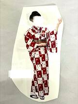 【JK7】単衣着物　女物　桜　白色　臙脂色　縮緬　和装　和服　衣装　芝居　演劇　大衆演劇　舞踊　舞台　日本舞踊_画像5