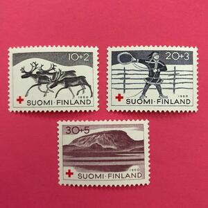 外国未使用切手★フィンランド 1960年 赤十字切手 3種