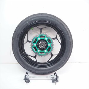 ニンジャ250 EX250L-018 16年外し純正リアホイール ディスクローター スプロケ アクスルシャフト13-17年Ninja250