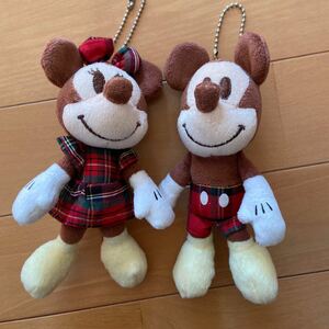  Mickey & minnie * Disney × p.m.. black tea * pair soft toy key holder 