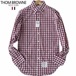 ■新品未使用■ トムブラウン ギンガムチェック ボタンダウンシャツ Sサイズ THOM BROWNE 長袖シャツ ロングスリーブ メンズ トリコロール