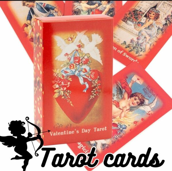 【希少】バレンタインデー　タロットカード　天使　カード　　ハート　赤　レッド