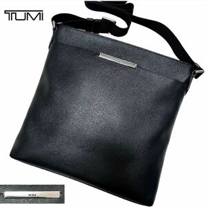 極美品/近年モデル●TUMI トゥミ レザー 本革 ショルダーバッグ サコッシュ ボディ 斜め掛け クロスボディ プレートロゴ ビジネス メンズ