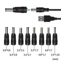 TJK USBケーブル 8 in 1 DC電源ケーブル USB-丸口 変換プラグ付き 充電コード 5.5x2.5/5.5x2.1mm 扇風機 ナイトライト などに適用 3.5 * 1._画像2