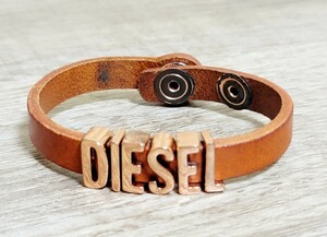 [DIESEL] diesel bracele leather Gold Logo original leather 