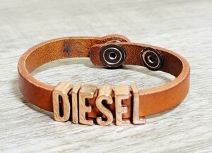 【DIESEL】ディーゼル ブレスレット レザー ゴールド ロゴ 本革