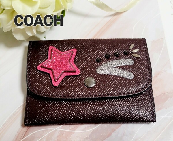 【COACH】コーチ カードケース ダークブラウン レザー 流れ星 美品