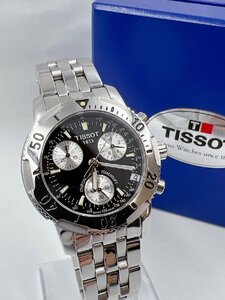 ティソ クオーツ 腕時計 TISSOT PRS200 日付 クロノグラフ 黒文字盤 純正ブレス シルバー文字盤 【AF034】