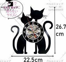 壁掛時計 掛け時計 黒猫 猫型 22.5W x 26.7H cm おしゃれな時計 静音 見やすい 猫 お洒落 インテリア おしゃれ時計_画像3