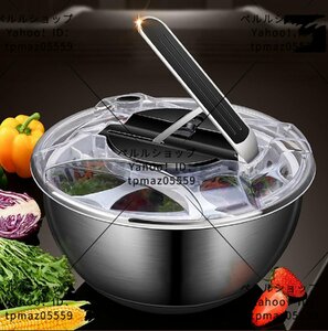 野菜サラダ脱水機 3.5L手動野菜スピナー 二重層は取り外し可能 安全ロックスイッチ 速度を簡単に制御 果物 野菜