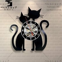 壁掛時計 掛け時計 黒猫 猫型 22.5W x 26.7H cm おしゃれな時計 静音 見やすい 猫 お洒落 インテリア おしゃれ時計_画像2