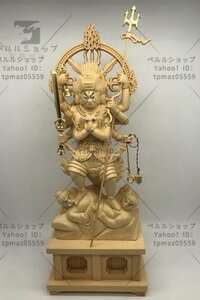 総檜材 木彫仏像 仏教美術 精密細工 切金 仏師で仕上げ品　 降三世明王像 高さ35cm