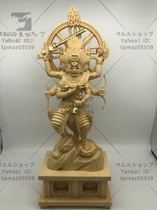 総檜材 木彫仏像 仏教美術 精密細工 切金 仏師で仕上げ品 金剛夜叉明王 高さ36cm