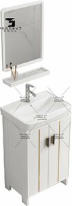 洗面化粧台 洗面台 陶器洗面ボウル キャビネット 温冷水栓付 1面鏡 自立型 大容量 洗面所 収納 複数のサイズ