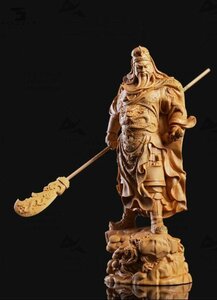 極上品 仏教工芸 精密細工 関羽像 精密彫刻 武財神 中国武将 三国志 木彫仏像 美術品