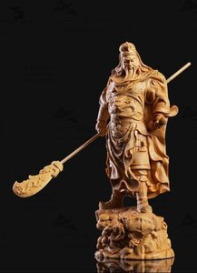 極上品 仏教工芸 精密細工 関羽像 精密彫刻 武財神 中国武将 三国志 木彫仏像