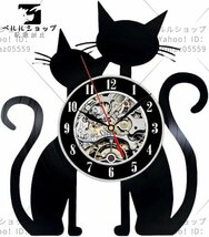 壁掛時計 掛け時計 黒猫 猫型 22.5W x 26.7H cm おしゃれな時計 静音 見やすい 猫 お洒落 インテリア おしゃれ時計_画像1