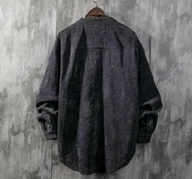 立ち襟 長袖シャツ メンズシャツ コーデュロイ カジュアルシャツ 春物 秋服 トップス カーキグリーン 3XL_画像5