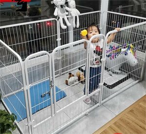 ★白犬フェンスペット犬小屋猫小屋犬用品家柵(中型6枚)長さ120*幅60*高さ60 cm