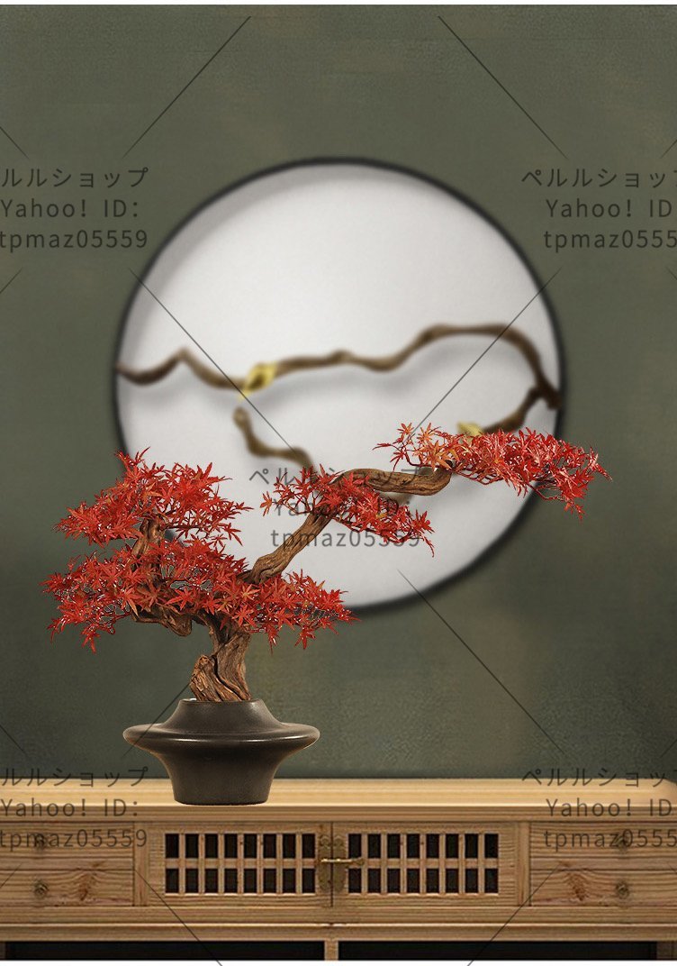 Natural tree roots Maple maple Autumn leaves Pottery Ceramic Simulation Artificial bonsai Artificial flowers Artificial ornamental plants Artificial trees Interior, handmade works, interior, miscellaneous goods, ornament, object