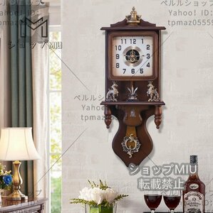 Art hand Auction Traditional Style Antique Wall Clock Pendulum Clock Wall Clock Radio Controlled Wall Hanging Wood Almost No Sound Quiet Unique Gear Design Handmade, table clock, wall clock, wall clock, wall clock, analog