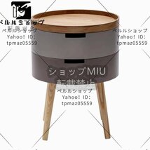 北欧家具★極美品 ★円型サイドテーブル 寝室 リビング飾り台 茶具置き 2段収納 直径38*高さ51㎝_画像1