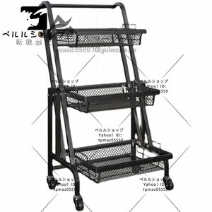 トロリー ワゴン 収納カートワゴン 折りたたみ マットカラー キッチン ラック トロリー 3段 キャスター付き