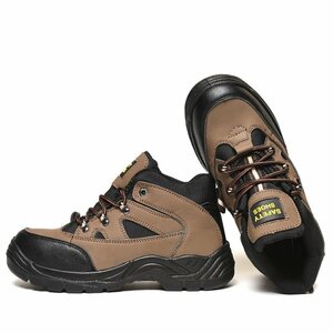 安全靴 釘踏み抜き防止 鋼鉄先芯 スニーカー ブーツ シューズ メンズ 靴 耐油 防滑 ブラウン 24cm~27cm 新品