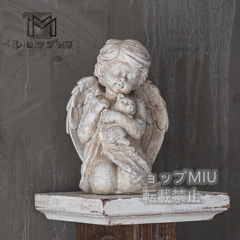 Angel Cat Cat Western Sculpture Statue Figurine Object Miscellaneous Goods Medieval Design Handmade, interior accessories, ornament, Western style