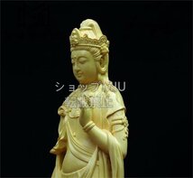 聖観音菩薩立像★新作 木彫仏像 彫刻 仏教工芸 柘植材 ご利益 仏師で仕上げ_画像4