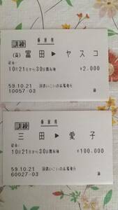 マルス・切符（訓練）乗車券　富田靖子／アイコ十六歳　国鉄いこいの広場発行（昭和59（1984）年）