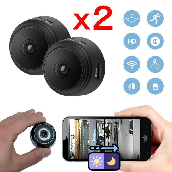 [２個セット]　ミニ監視カメラ 防犯カメラ リモート視聴 工事不要　小型カメラ