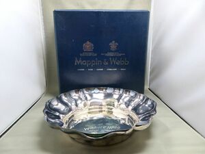 §五城§「mappin&webb」純銀・輪花縁ディシュ・ホールマーク刻印（ライオンパサント）・共箱369ｇ・ 王室御用達・マッピン＆ウェッブ