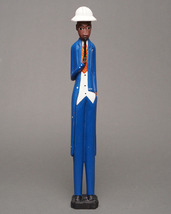 アフリカ　コートジボワール　コロン人形　XLサイズ　No.25　パイプをふかす紳士　木彫り　立像　アフリカ雑貨　彫刻_画像2