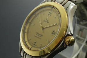 LVSP6-2-182 7T031-4 OMEGA オメガ 腕時計 シーマスター クロノメーター デイト 自動巻 約127g メンズ コンビ 文字盤ゴールド 動作品 中古