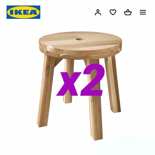 IKEA イケア　スコグスタ スツール　アカシア材　30cm 2脚セット