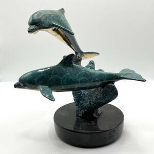 Art Auction #11103 Christian Riese Lassen Bronze Statue Two Dolphins Figurine, painting, Art book, Collection of works, Art book