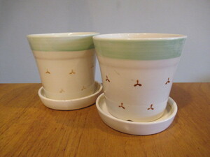 * ceramics. potted plant planter saucer attaching 2 piece set *