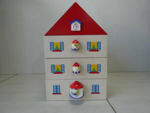 * Sanrio Hello Kitty Mini chest case 3 step drawer house wooden 1976 year Showa Retro ultra rare M03728