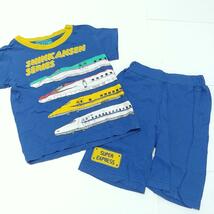 100/【匿名発送】新幹線 Tシャツ ハーフパンツ パジャマ 上下セット ブルー R6_画像2