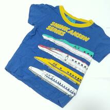 100/【匿名発送】新幹線 Tシャツ ハーフパンツ パジャマ 上下セット ブルー R6_画像3